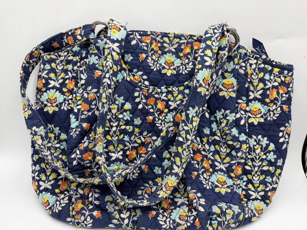 Vera Bradley Glenna Quilted Shoulder Tote Bag M Blue Womens